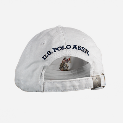 Gorra U.S: Polo ASSN blanca logo colores